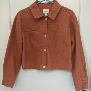 Nine West Burnt Orange Cropped Denim Jacket Women’s Medium Cotton Trucker